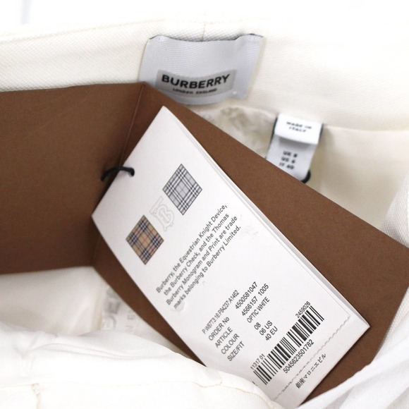 Burberry Optic White Sash Waist Trousers 8 NEW Wool Pleated 40 - Picture 7 of 8